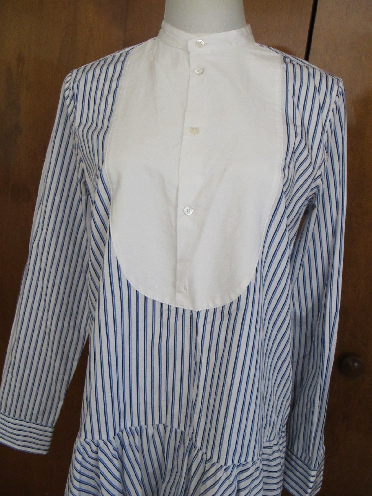 Polo Ralph Lauren women’s white blue gorgeous cotton New long sleeves dress 10