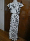 J.Stars Sexy Maxi Dress Off Shoulders Ruffles Multi-Color White/Black Size L/XL