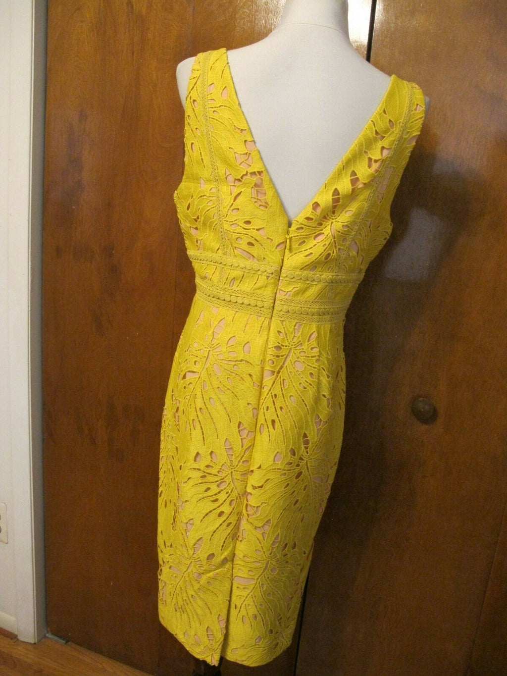 Anthropologie Maeve Crotchet Gardenia Lace Column Dress Yellow  Size 14