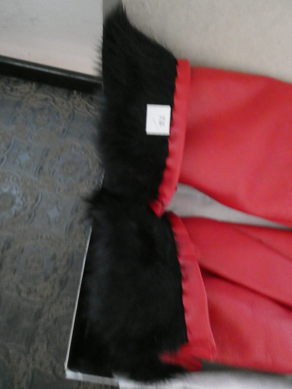 Vintage Charter Club Red Genuine Leather Gloves 7.5 Real Rabbit Fur Cuff New Box