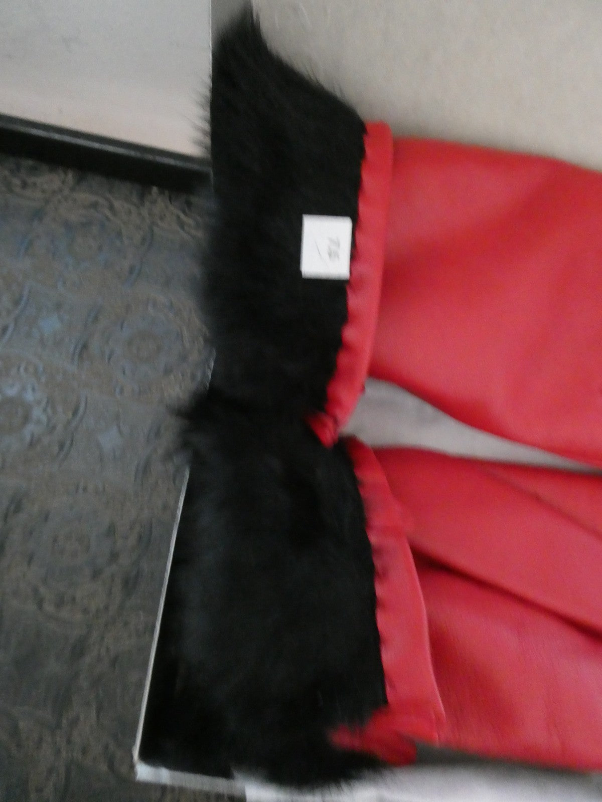 Vintage Charter Club Red Genuine Leather Gloves 7.5 Real Rabbit Fur Cuff New Box