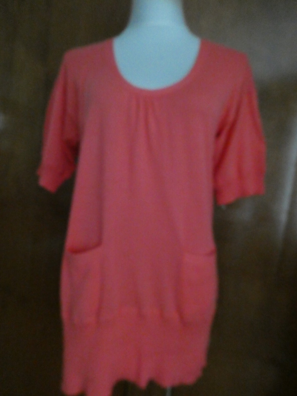 Smitten Women's Orange Sherbet Soft Cotton Detailed Tunic Long Top Size Medium 