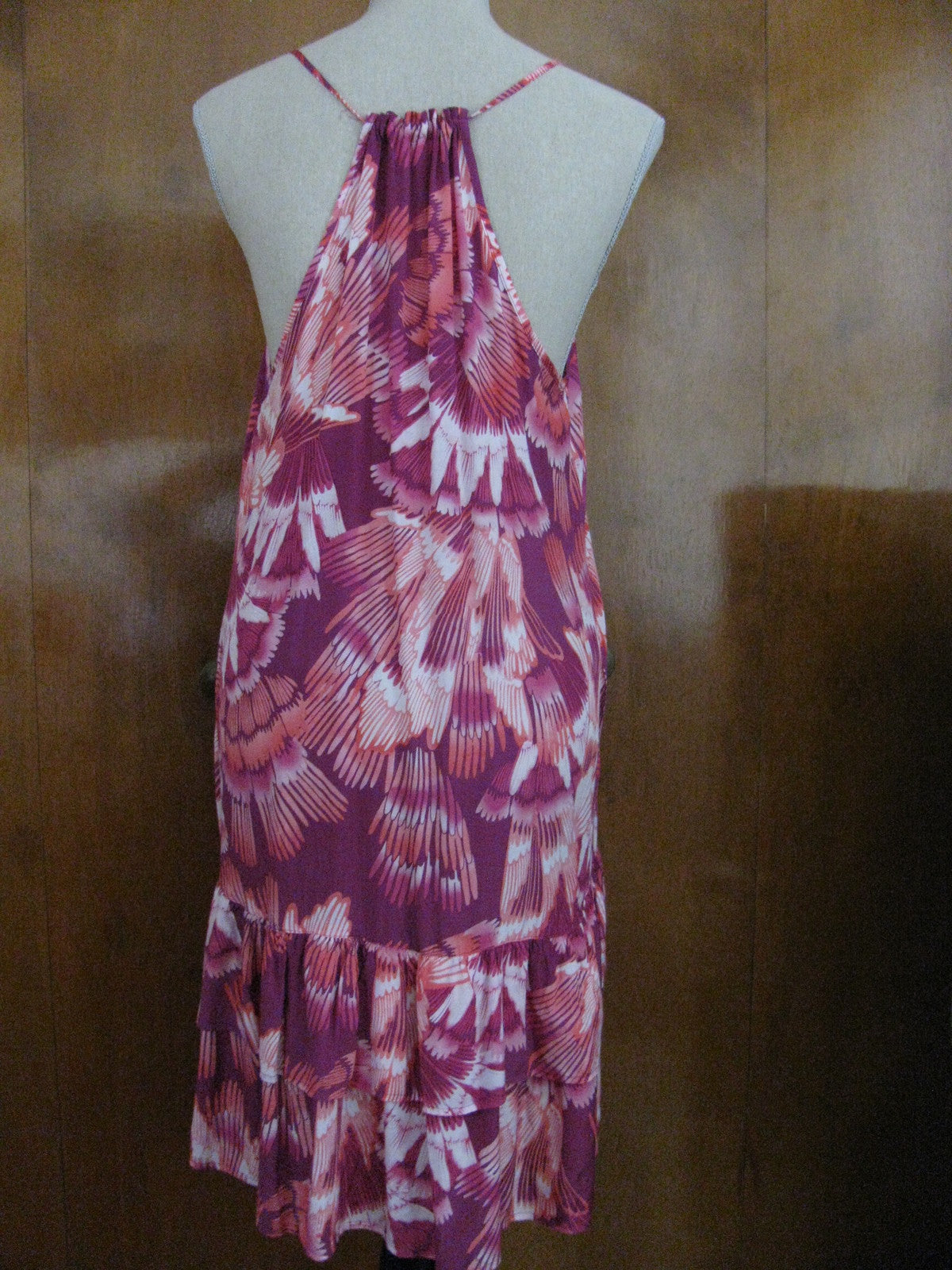 Free People women's raspberry peacock print sheer dress Medium 