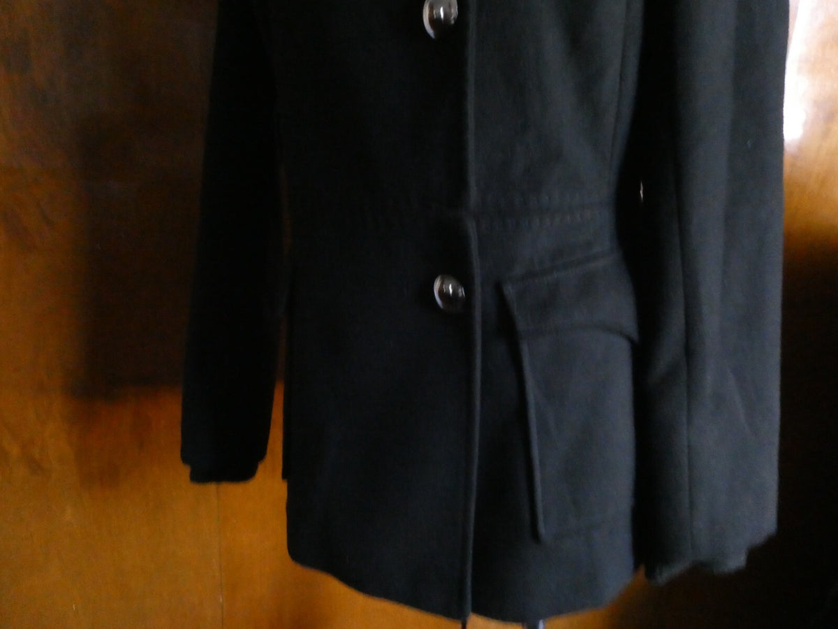 Tahari Women's Black Lined Detailed Pea Coat Jacket Size 4