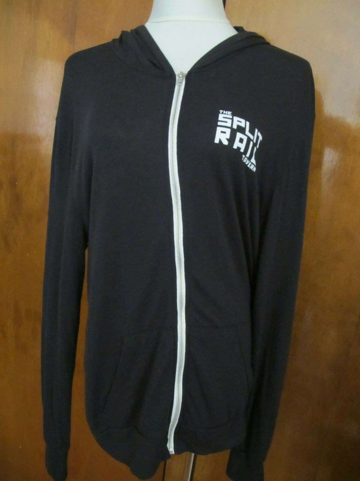 Alternative Women's Black Hood Full Zipper Sweater Large Pre Owned