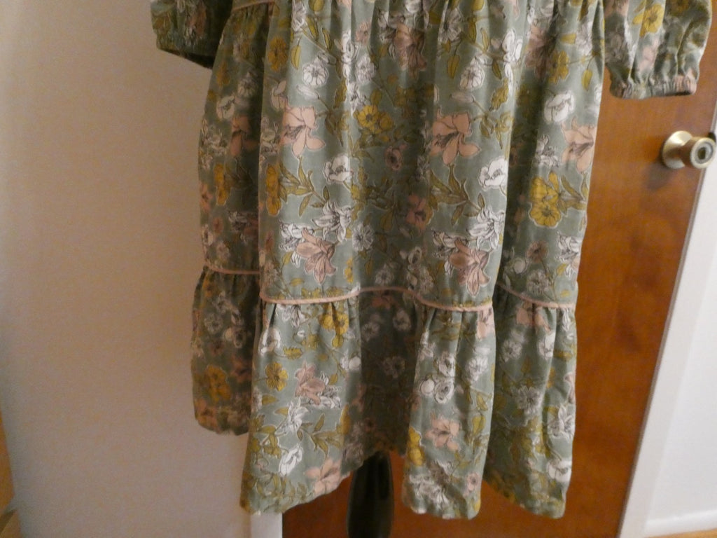 Cynthia Rowley Floral Print ¾ Sleeves Tiered Dress Sz Small 55% Linen 45% Rayon