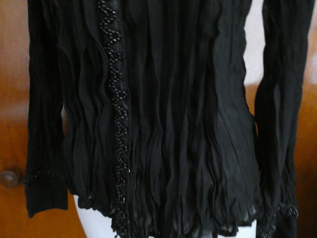 Le Caviar women’s black evening long sleeves top size Small