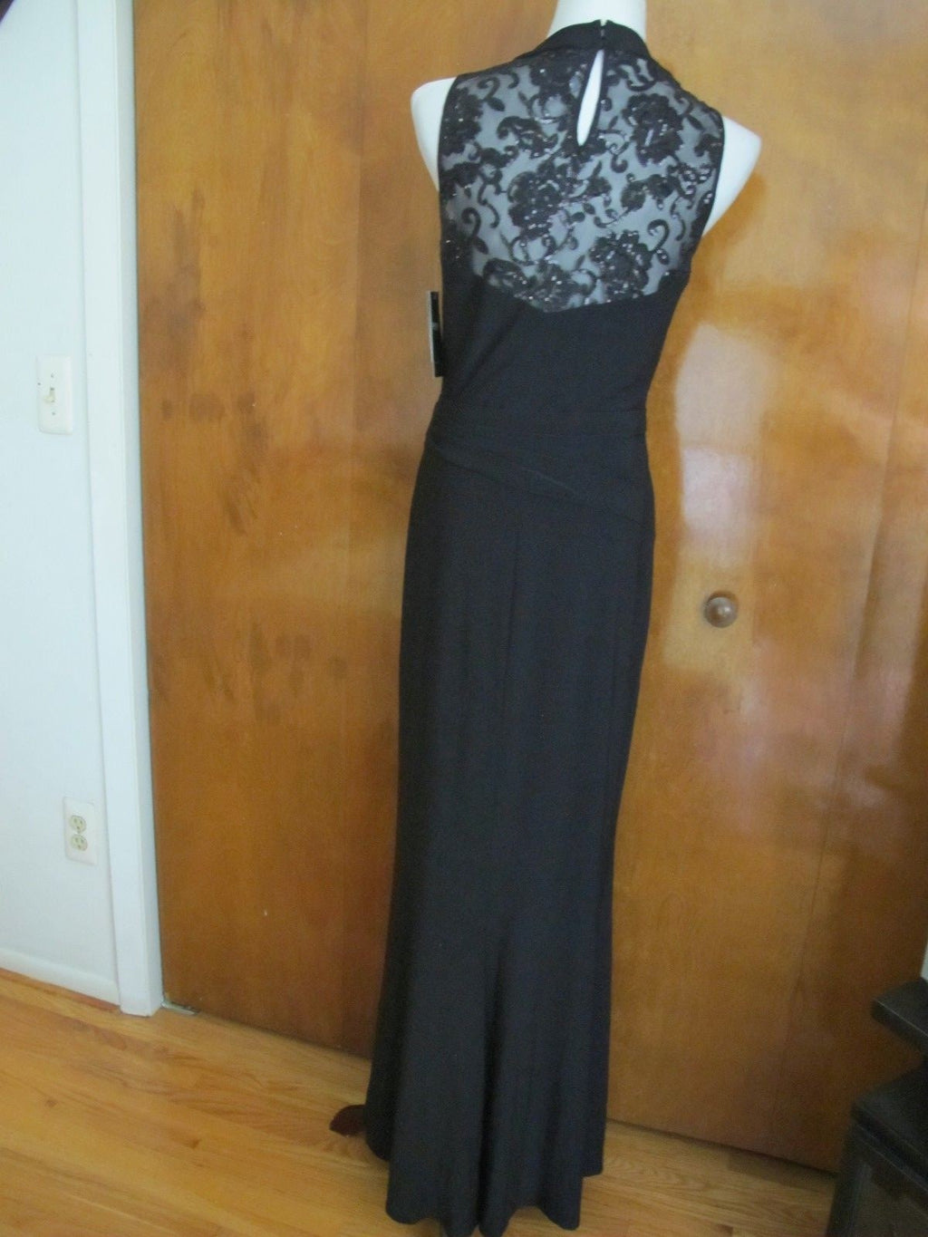 Lauren Ralph Lauren Women’s Black Evening Maxi Sequined Mesh Dress New
