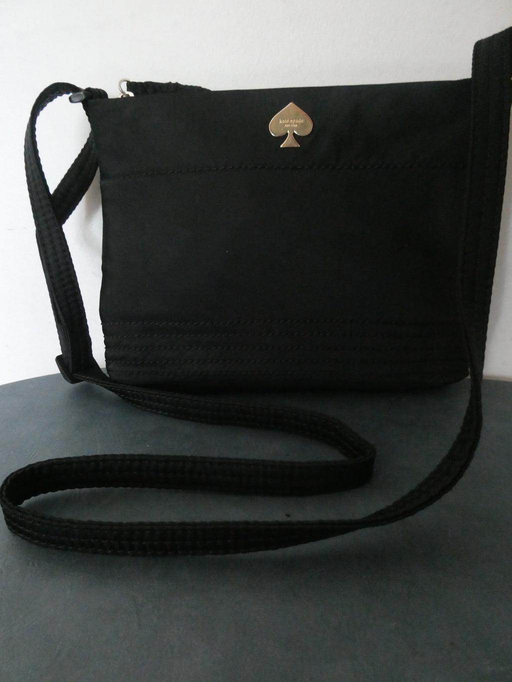 Kate Spade New York Black Nylon Crossbody Bag Zip Top Adjustable Strap