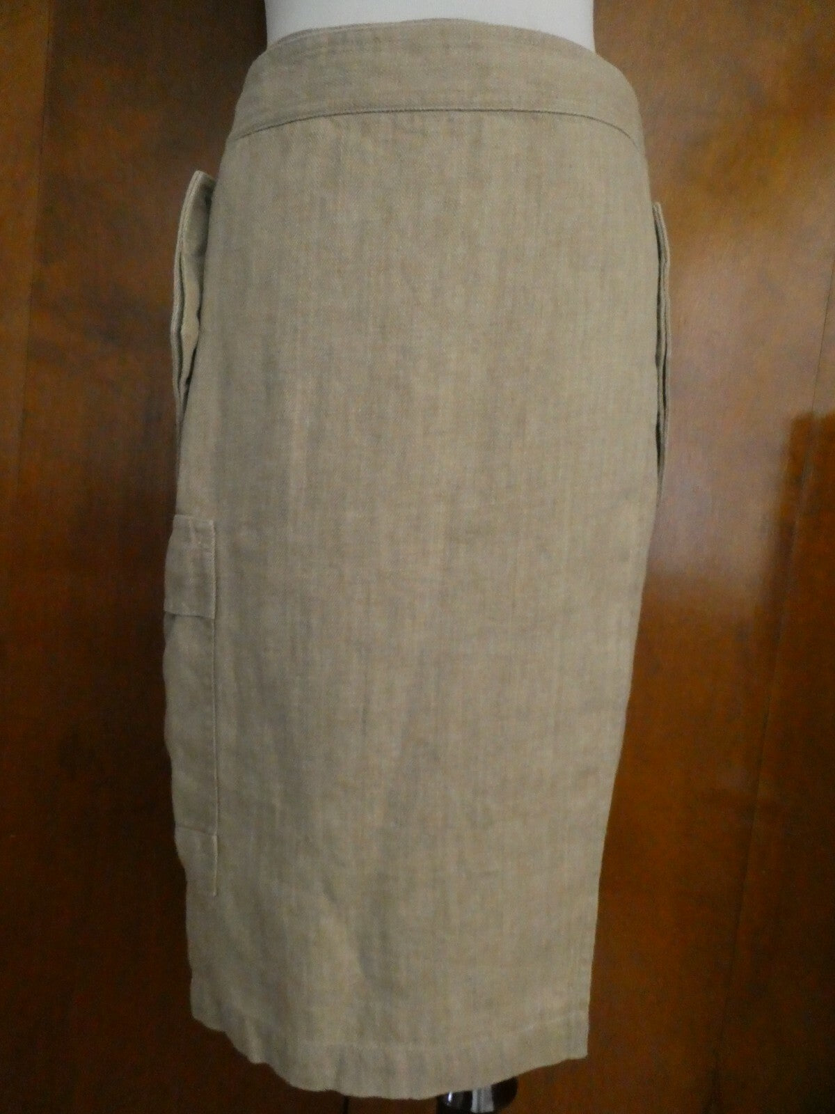 Lauren Ralth Lauren women's tan wrap 100% linen skirt size 12 
