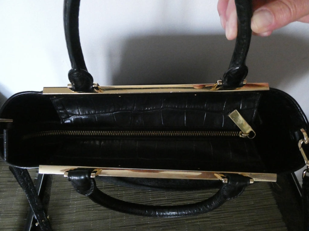MICHAEL KORS black leather trim haircalf dyed composed crossbody handbag
