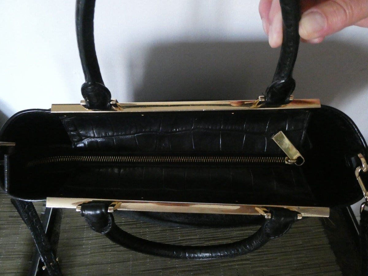 MICHAEL KORS black leather trim haircalf dyed composed crossbody handbag