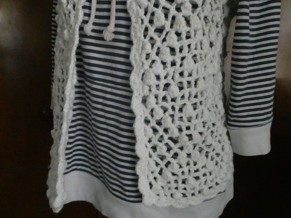 Juicy Couture women's crochet cotton/ white stylish open front cardigan Medium
