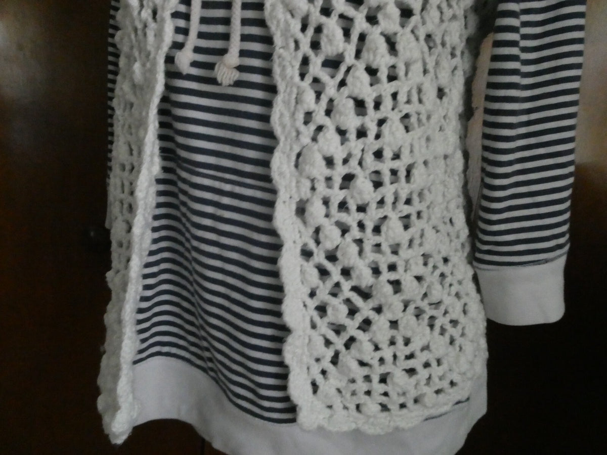 Juicy Couture women's crochet cotton/ white stylish open front cardigan Medium