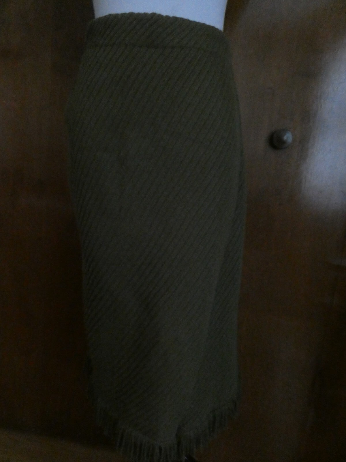 BY ROSIE NEIRA Anthropologie Green Wrapped Fringe Skirt Wool Blend Size Large
