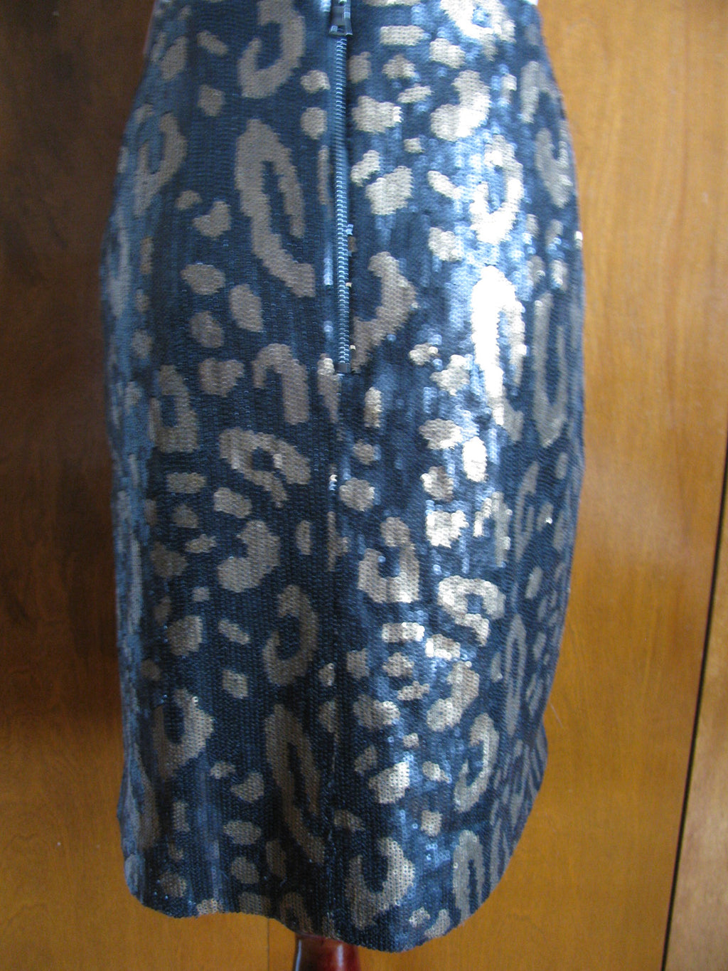 Tahari women’s black & gold sequin evening lined skirt 