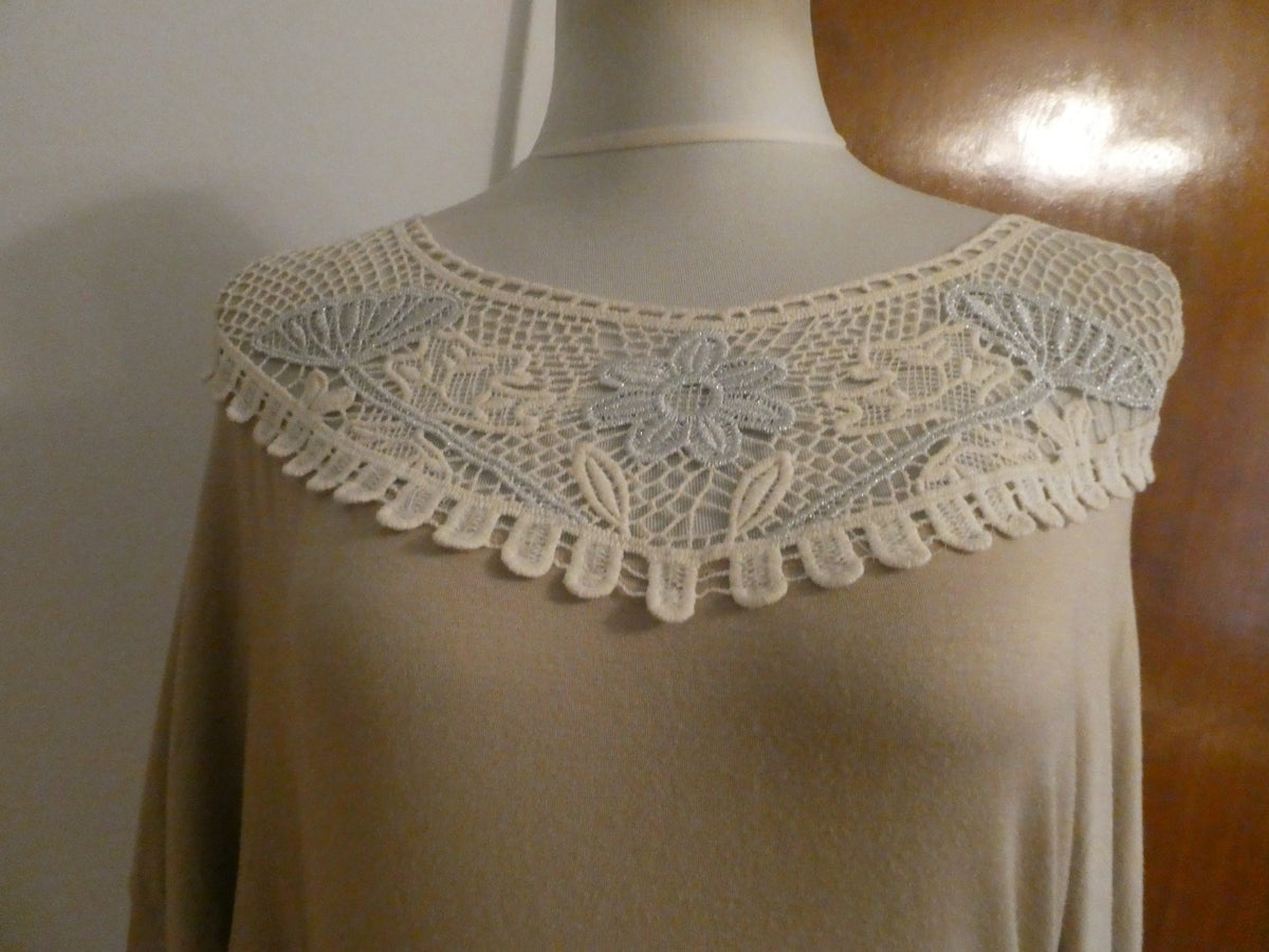 MCM women's beige rayon crocheted top size Large