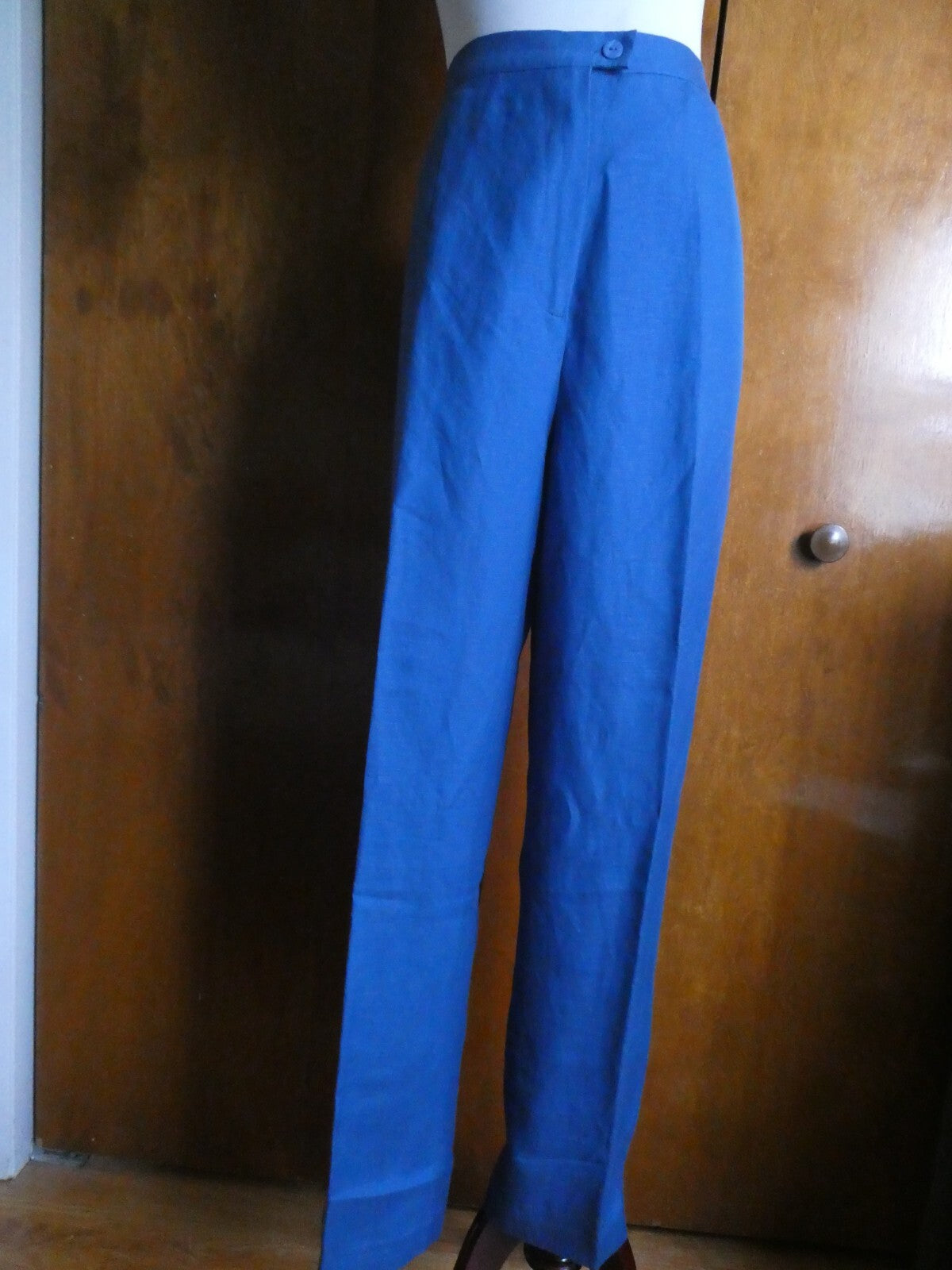 Victor Costa Women Pant Suit Blue with Embroidery Details Linen/Rayon Size Large