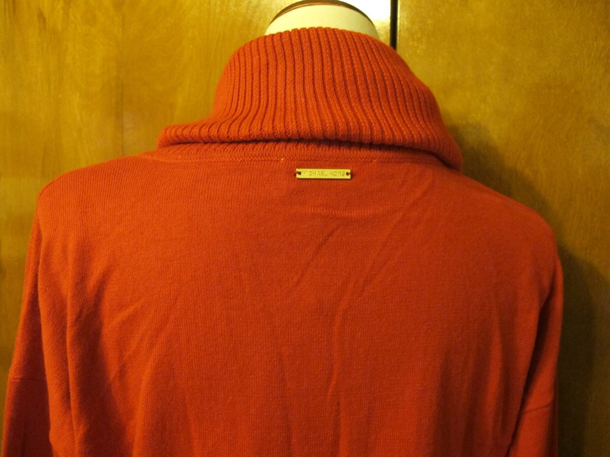 Michael Kors Women’s Red Fringe Hem Cowl Neck Sweater New