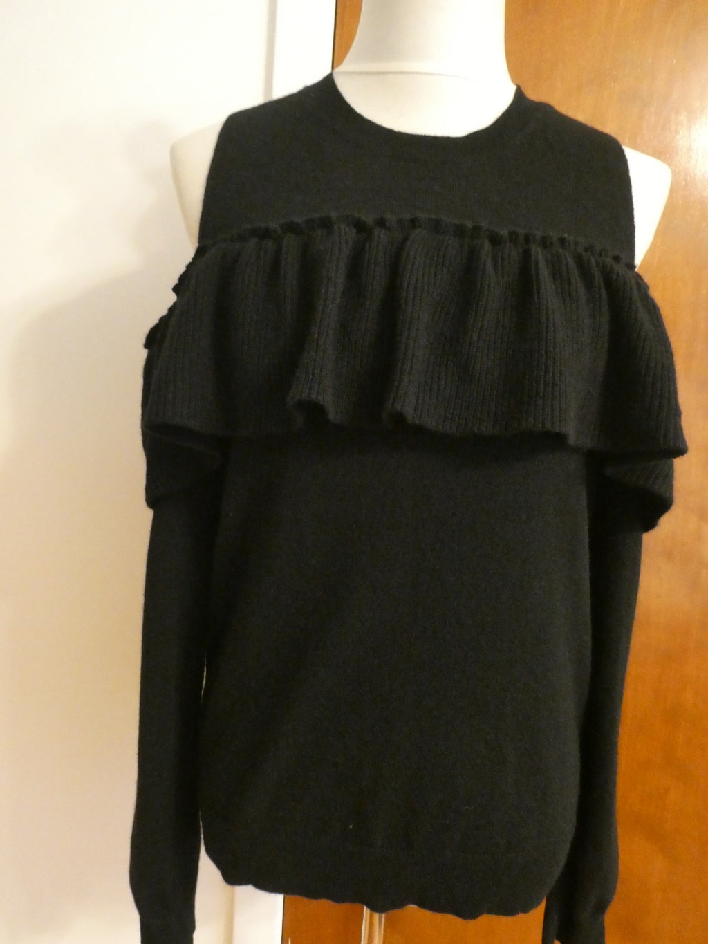 Aqua Cashmere Cold-Shoulder Ruffle Sweater from Bloomingdale's Retail Value $198