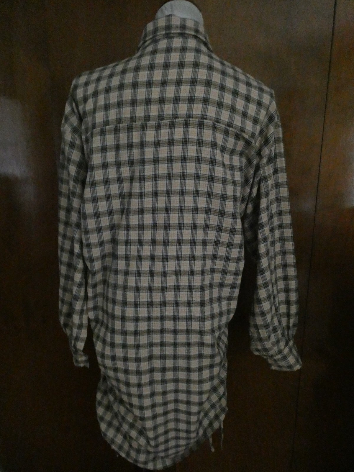 PRETTYLITTLETHING Shirt Dress Beige Check Oversized Detail Size 6