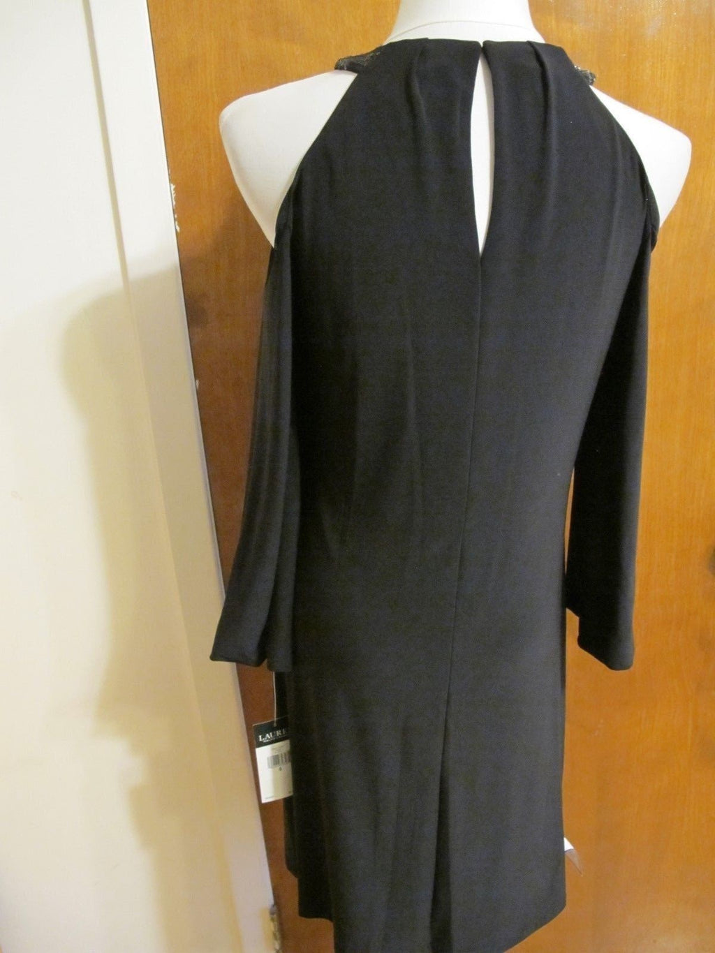 Lauren Ralph Lauren Women Black Lined Evening Cutout A-line Dress Size 4, 14