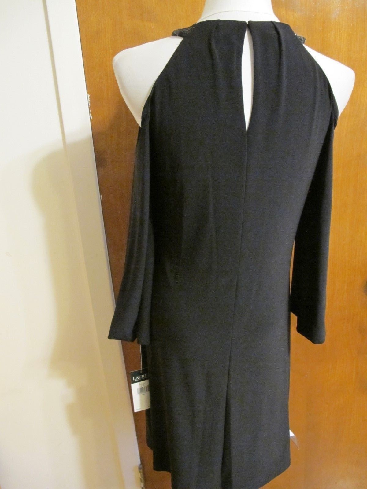 Lauren Ralph Lauren Women Black Lined Evening Cutout A-line Dress Size 4, 14