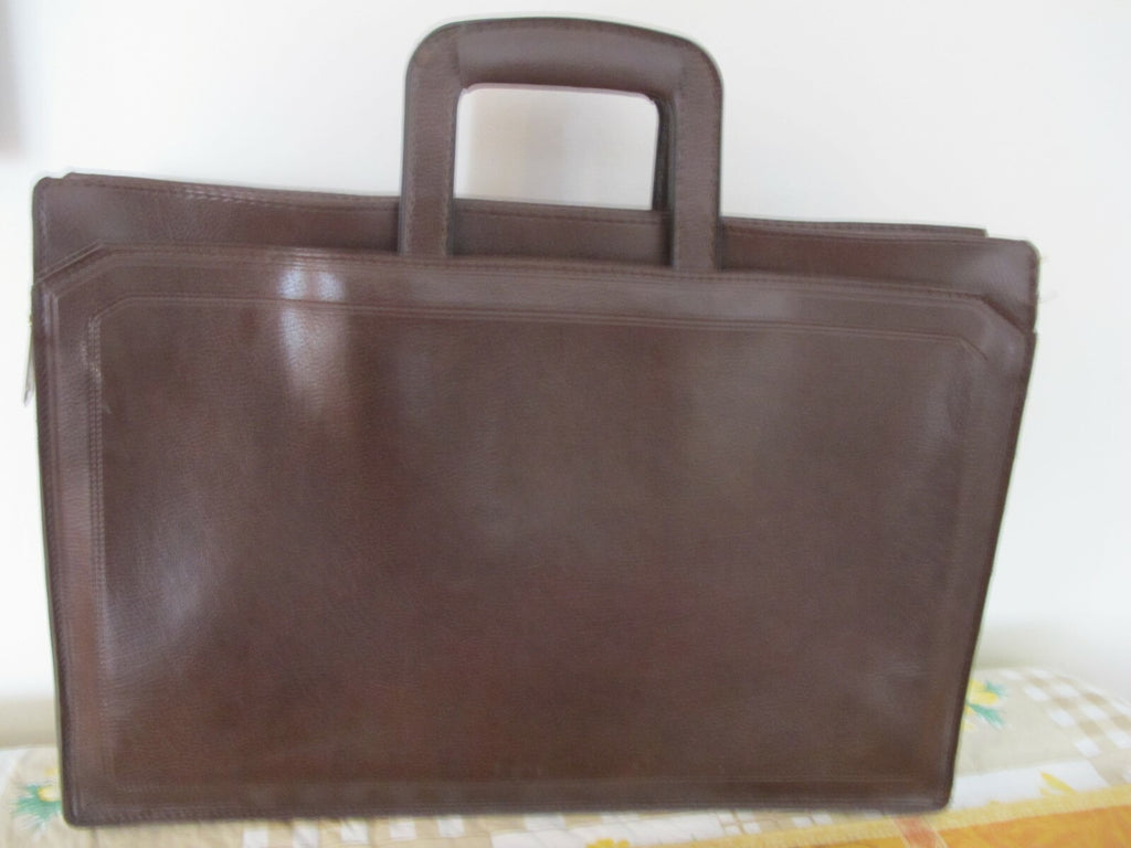 Vintage Custom Cases Chas W Wolf New York Women's Brown Faux Leather Briefcase
