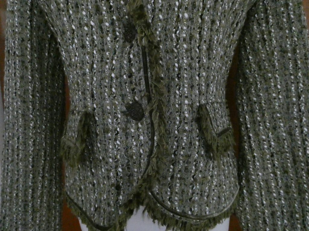 Vertigo Women Stylish Green Lined Blazer Size Large (Fits Medium) Made in France