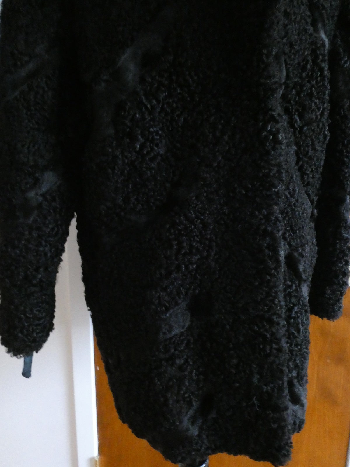 Genuine Fur Karakul Women’s Black Persian Lamb Coat Size Large Made in Moldova