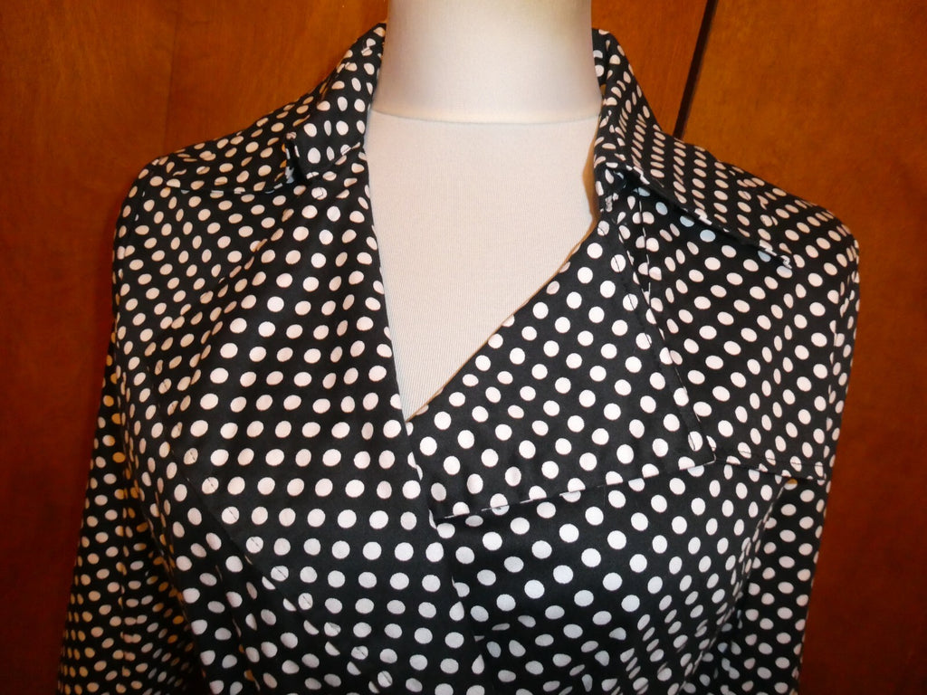 Vertigo Paris Black & White Polka Dot Jacket Trench Coat, Button Up, Medium