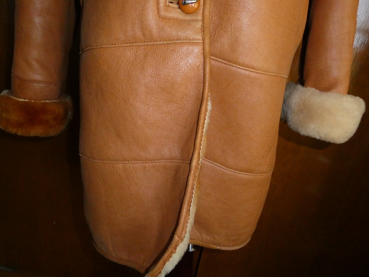 Song Wang women’s copper synthetic leather w/faux fur lining coat/jacket Medium