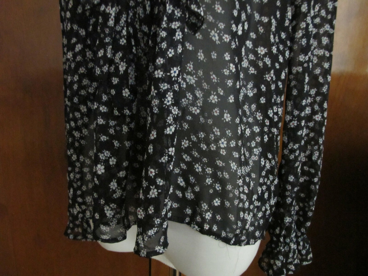 Express women's black multi color long sleeves detailed top size large (Fits M)