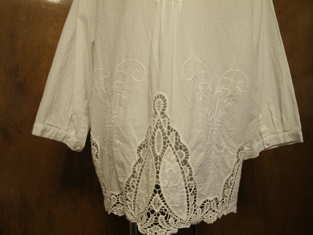 Saint Tropez West women's white cotton crocheted top size 1X