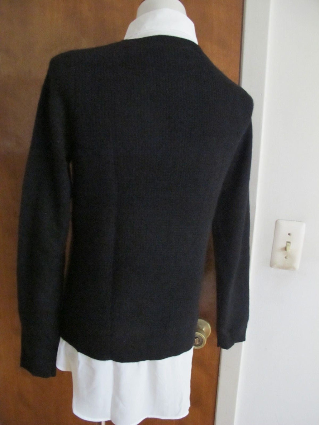 By Bloomingdale's Sweater Black Long Sleeves Layered Look Cashmere Women's L New