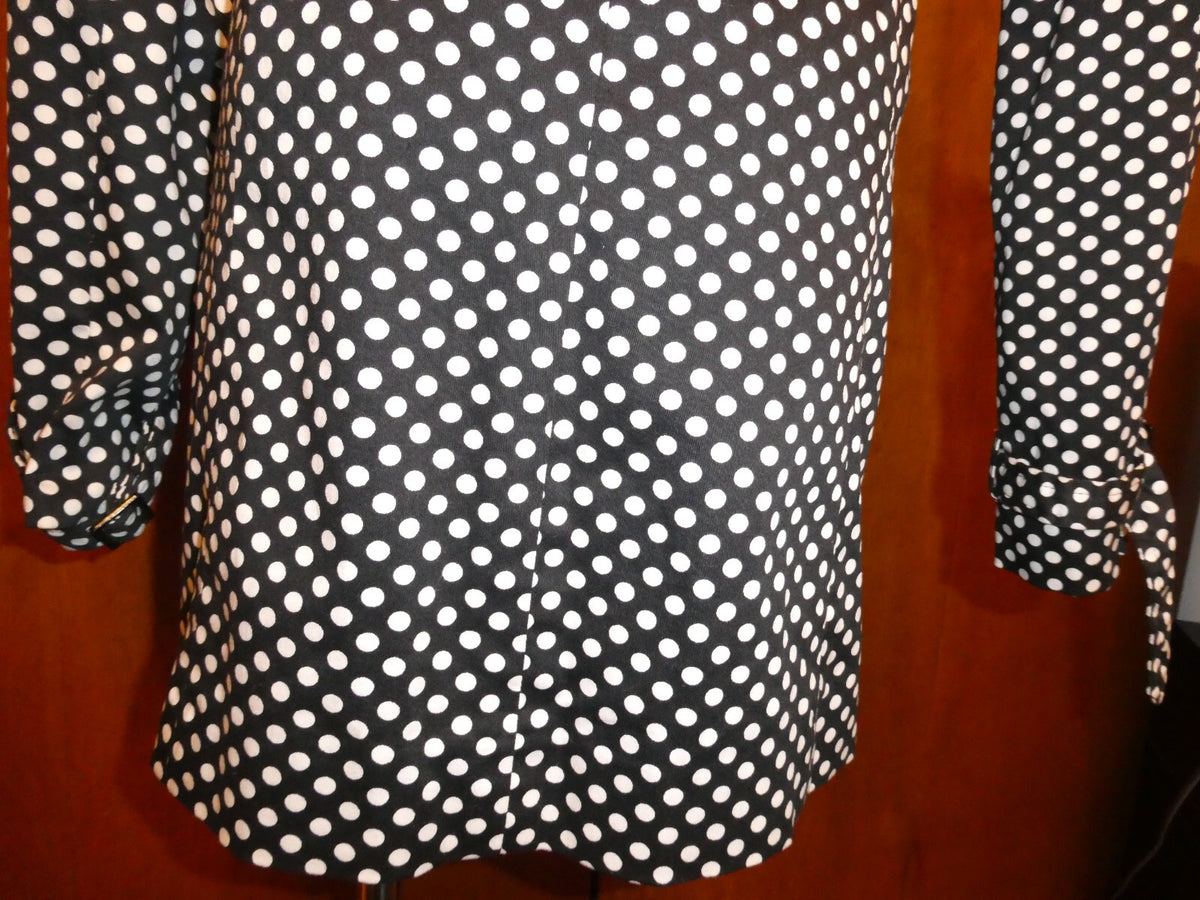 Vertigo Paris Black & White Polka Dot Jacket Trench Coat, Button Up, Medium