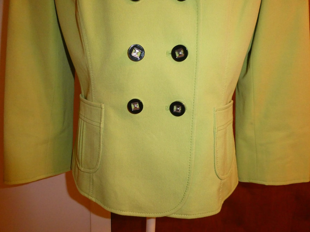 Tahari Arthur S. Levine Women's Blazer Jacket Lime Green Cotton Stretch Size 8