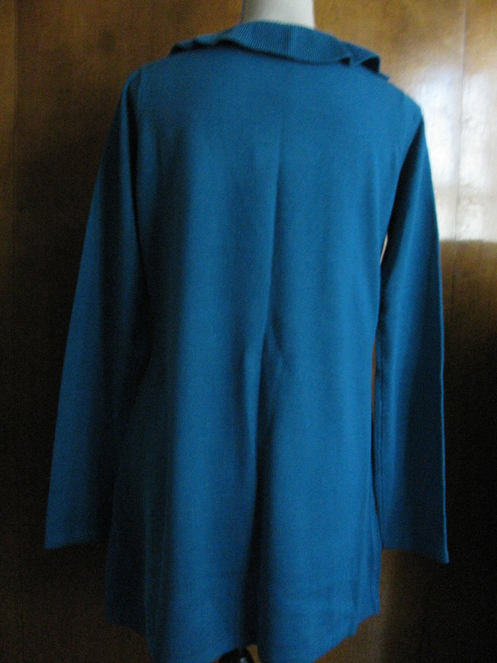 One A women's moroccan blue ruffle detailed  long cardigan Sz Large New