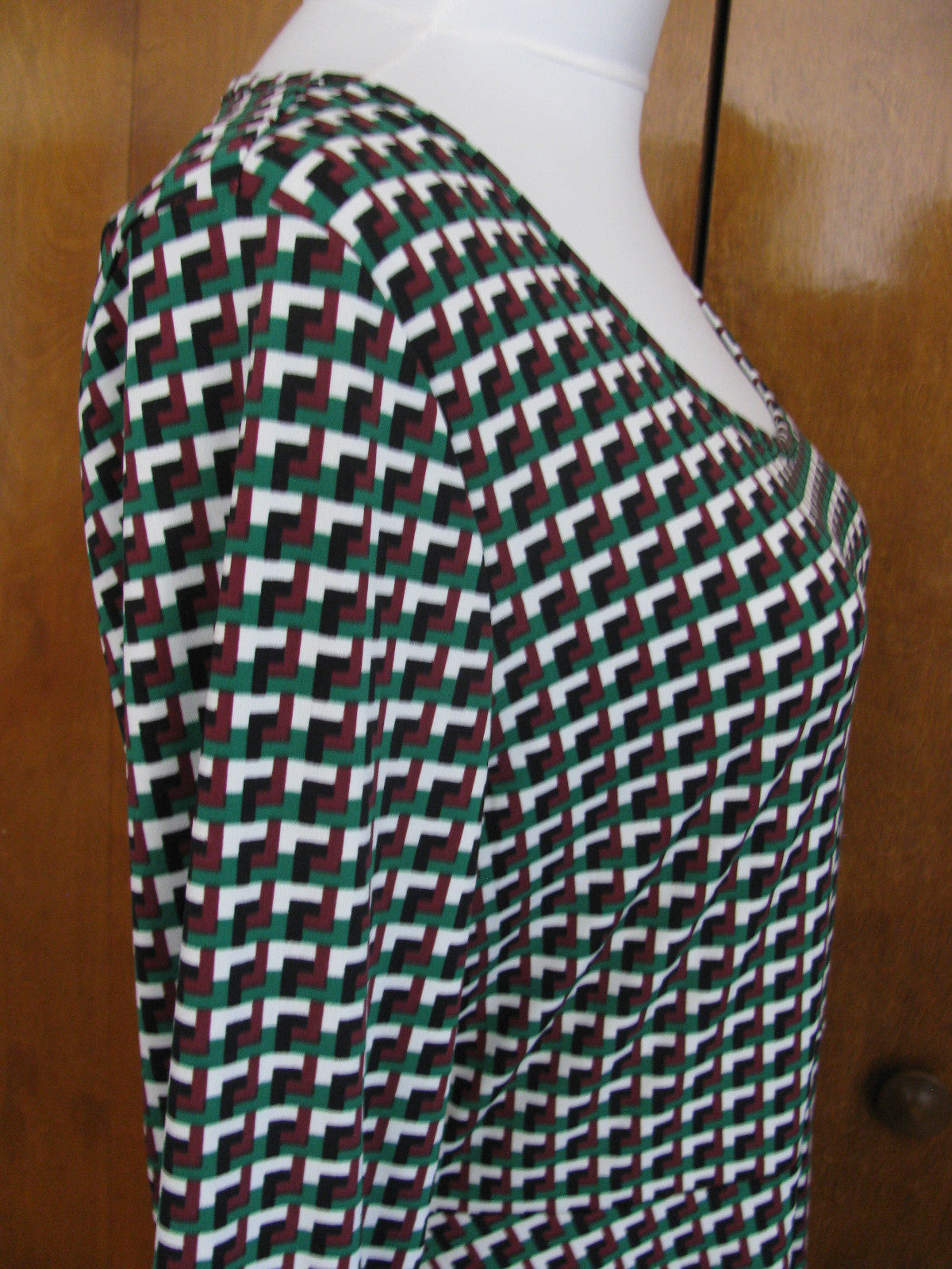 Michael Kors Womens Palmeto Green Geo Print Fit And Flare Dress New