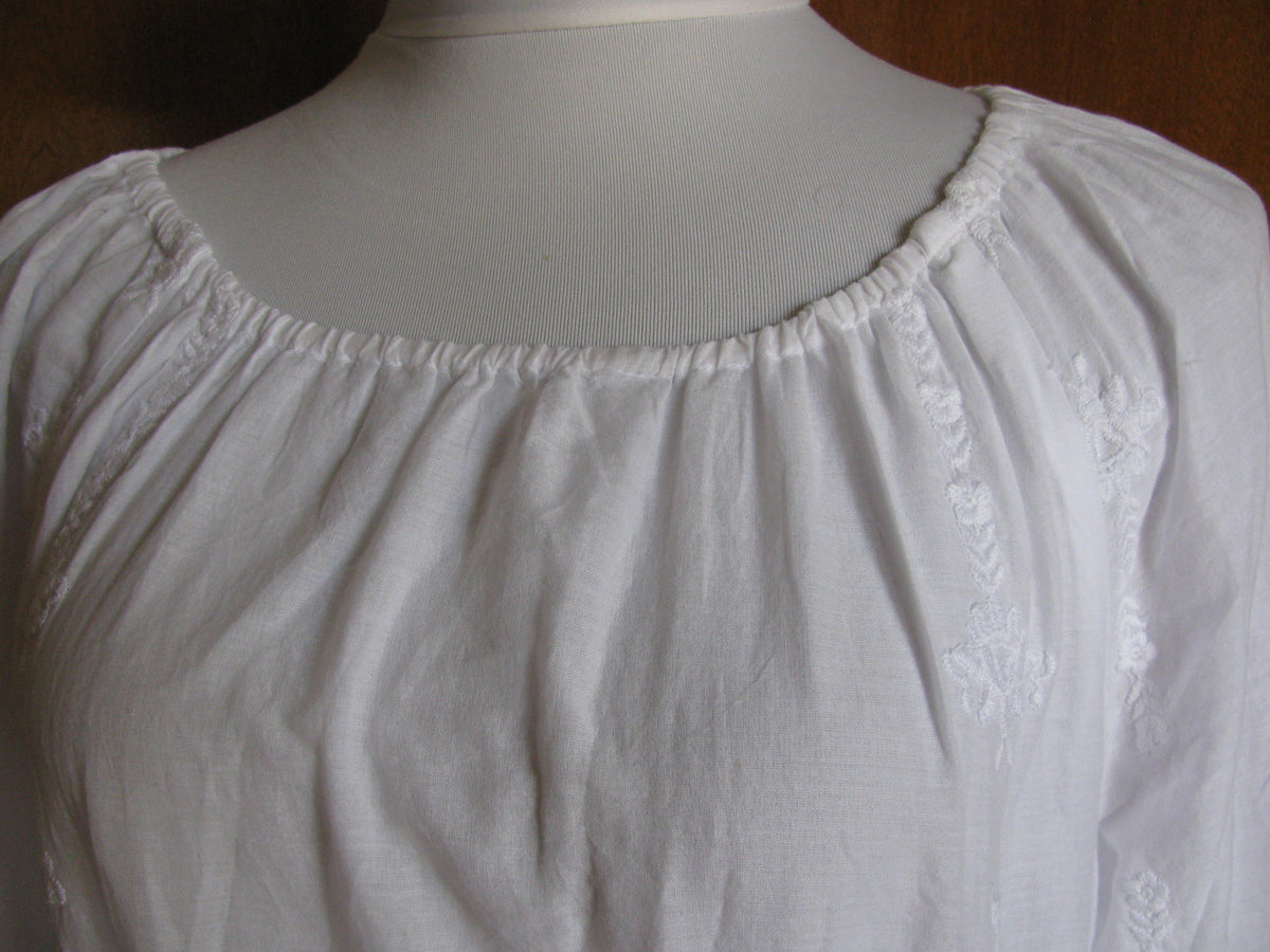 Michael Kors women's white embroidered cotton mini long sleeves dress New