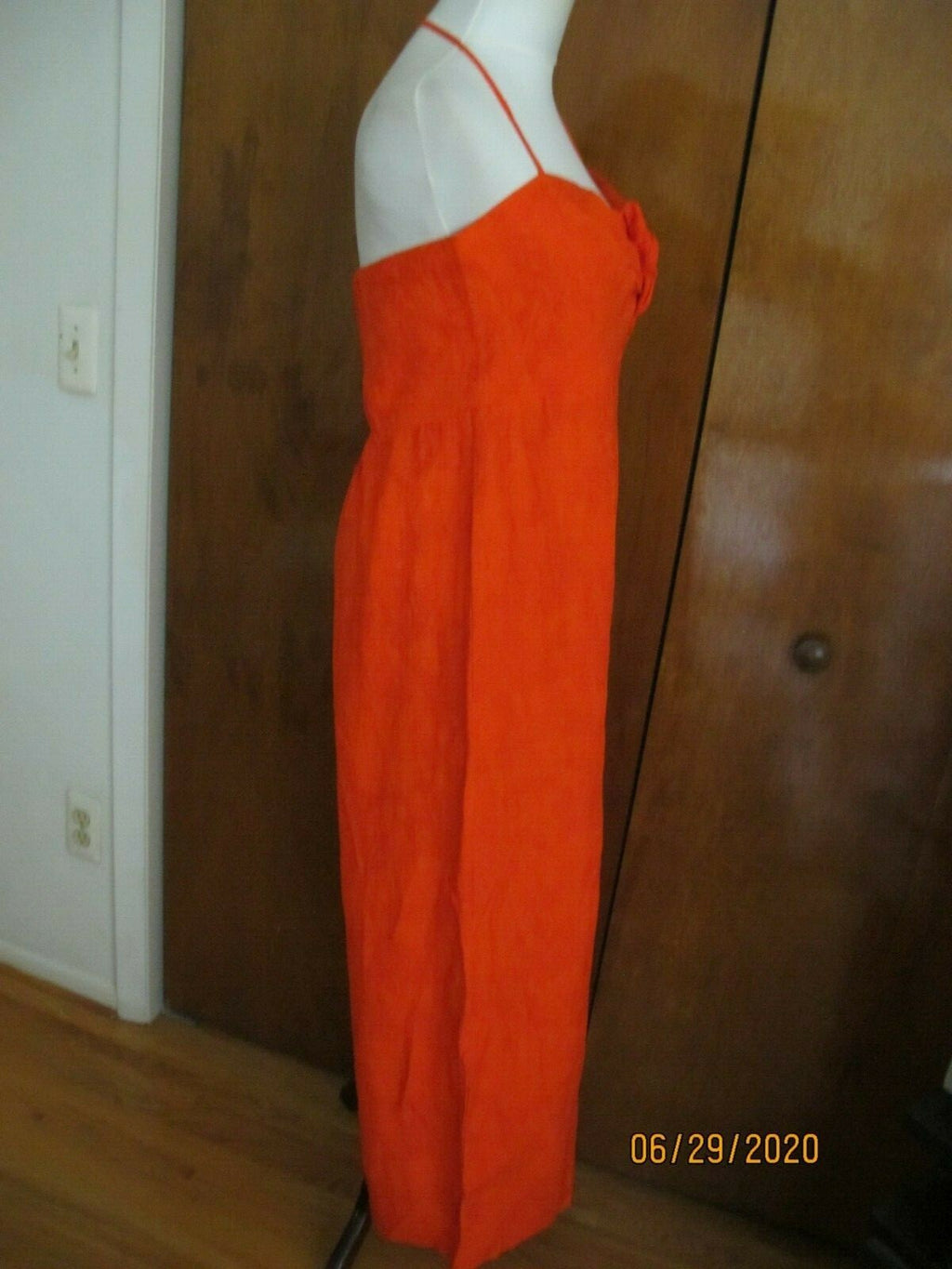 Anthropologie Elevenses Women's Red Linen Blend Jumpsuit 8