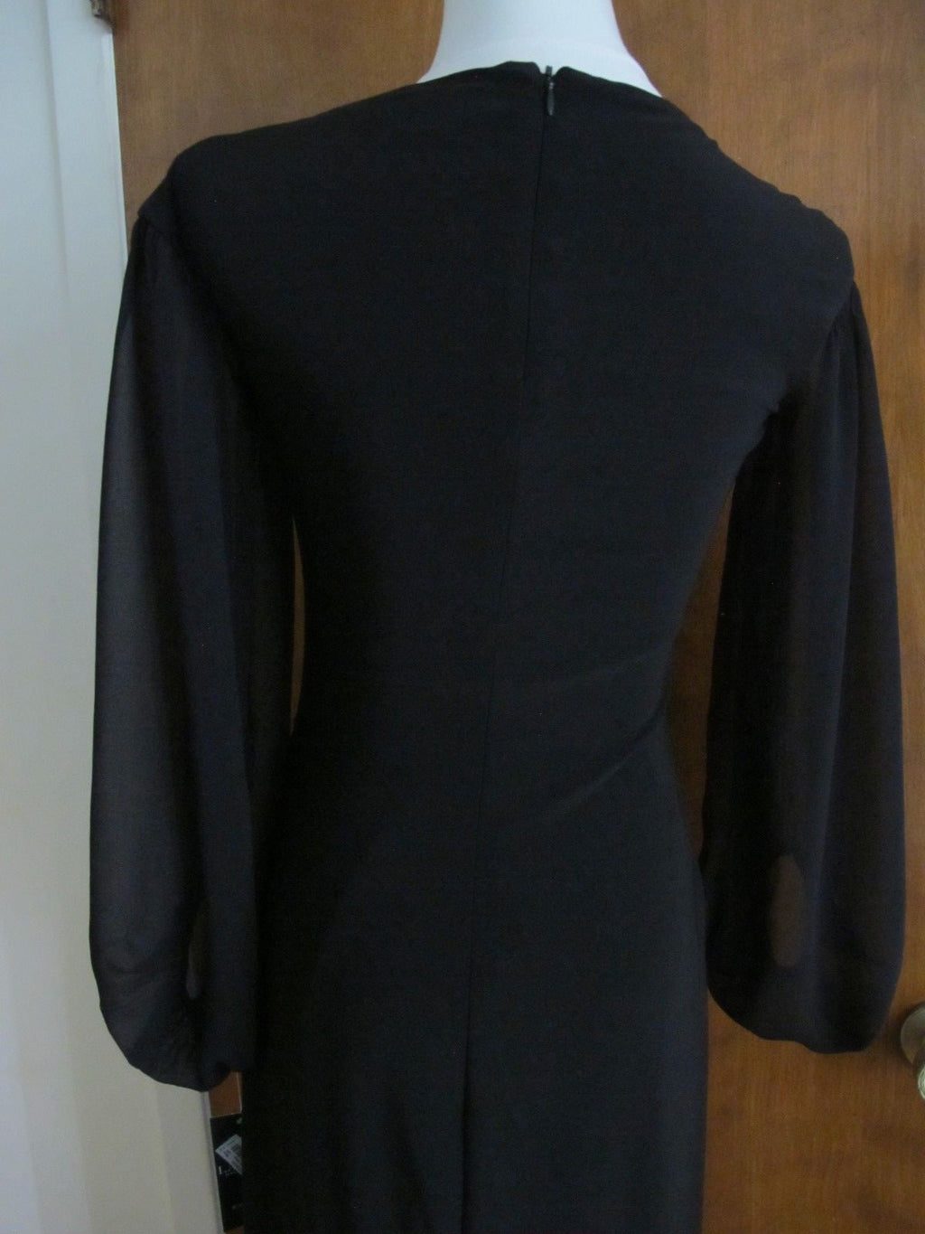 Ralph Lauren wome'n black evening maxi dress with mesh long sleeves size 2 