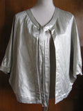 ANTHROPOLOGIE ELEVENSES SILVER SATIN TIE DOLMAN JACKET TOP New