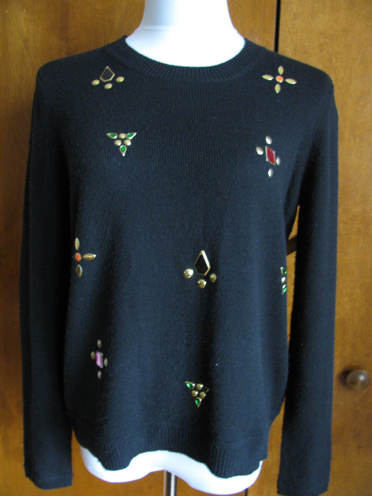 Rachel Roy Women's Black Detailed  Sweater Large New