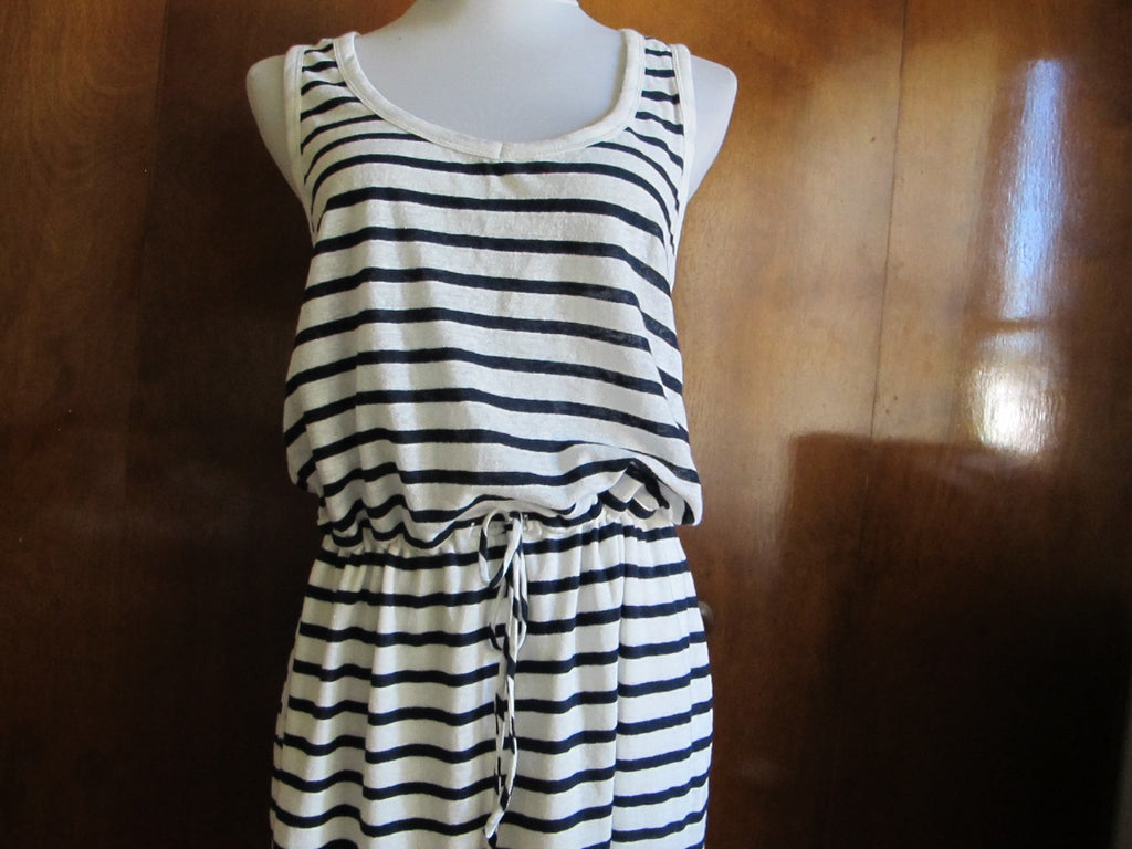 Gap women's white/blue cotton/linen stripped dress New