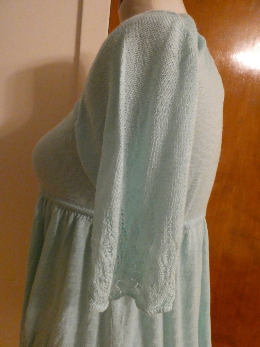 Free People White Open Knit Tie Front Blue Arctic Cardigan Large