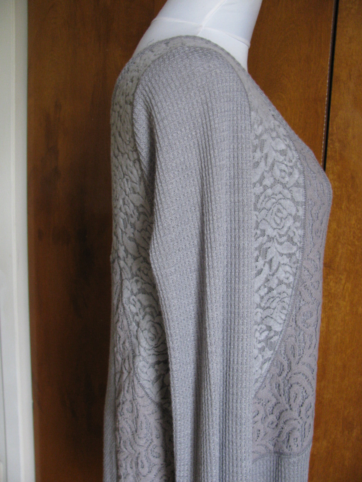Anthropologie by Eloise women's gray fabric knit detailed mini dress Large 