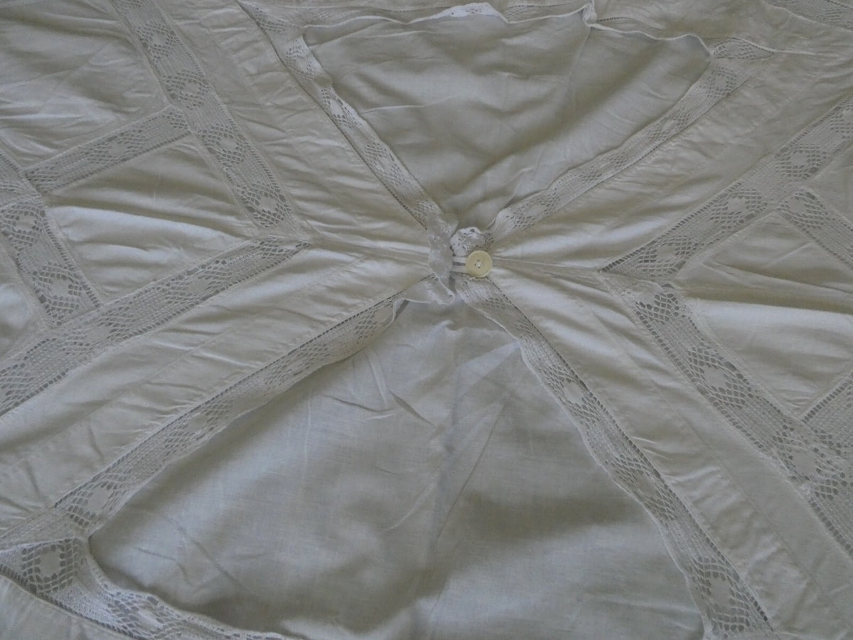 Vintage Crocheted Cotton Duvet Cover White 1970s 77”x 68" Custom Made