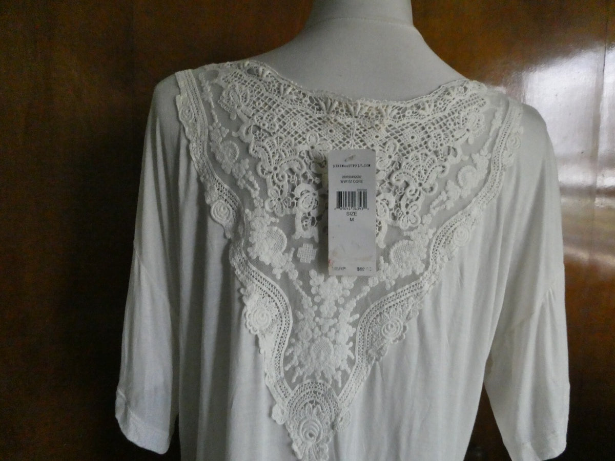 Denim & Supply Ralph Lauren women’s modal beige detailed crochet trimmed top M