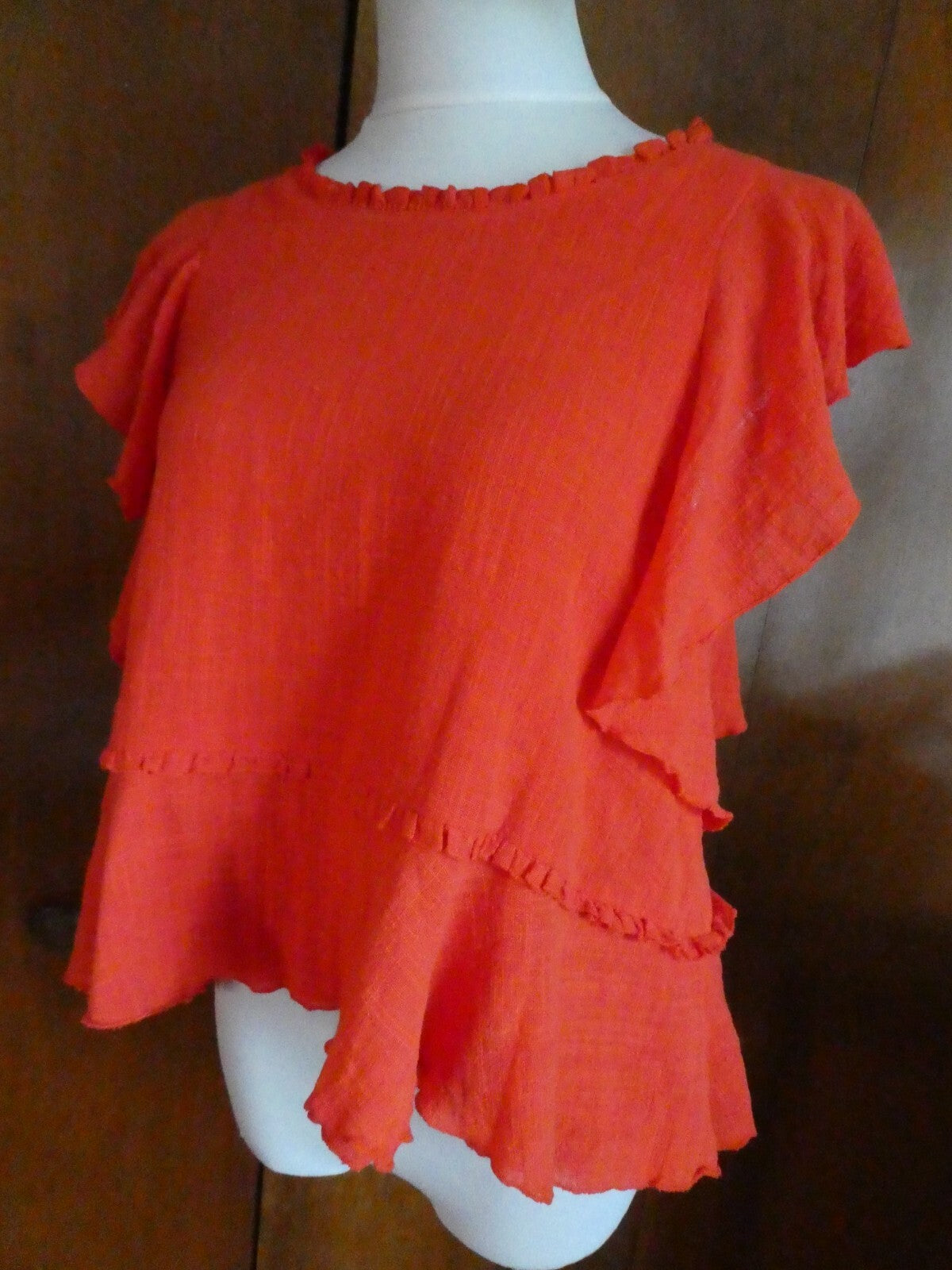 Anthropologie Maeve Red Lined Layered Top Size Medium